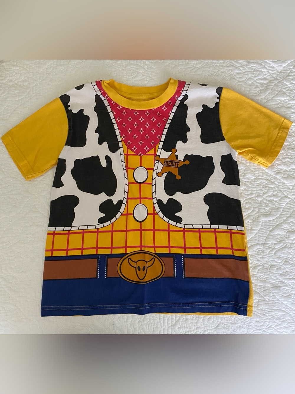 Disney Pixar Toy Story Woody toddler t-shirt w/ sheriff star & cow print vest